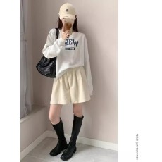 批发短裤灯芯绒女秋冬新款韩版高腰复古宽松百搭休闲阔腿外穿靴裤子