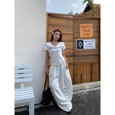 批发仿华<b class='q'>棉</b>面料复合280g烫钻印花休闲裤男女宽松卫裤百搭长裤子