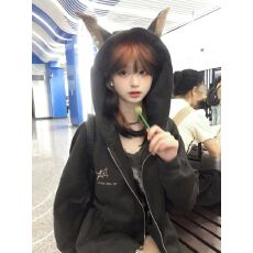 批发刺绣春秋新款中大童<b class='q'>开衫</b>连帽卫衣学生<b class='q'>女童</b>韩<b class='q'>版</b>宽松长袖拉链外套