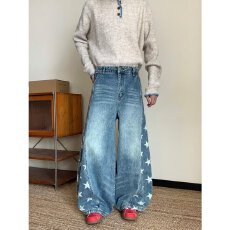 批发女童<b class='q'>牛仔裤</b>中大童新款裤子爱莎公主女孩春秋装阔腿裤宽松直筒裤