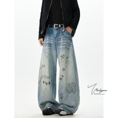 批发女童<b class='q'>牛仔裤</b>春秋2025新款秋装<b class='q'>儿童</b>洋气女孩秋季软老爹休闲大童裤子