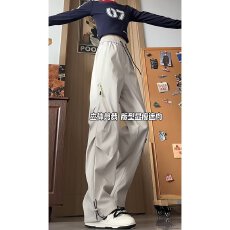 批发<b class='q'>秋</b>季新款冰丝阔腿冲锋裤男女美式vibe机能防风防水登山工装长裤子