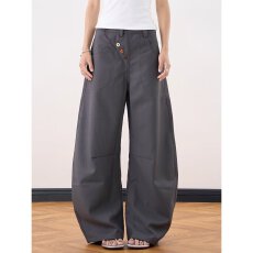 批发美式高街弯刀休闲<b class='q'>裤</b>女设计感褶皱直筒<b class='q'>裤</b>子春夏潮流<b class='q'>宽松</b>阔腿工<b class='q'>装</b><b class='q'>裤</b>