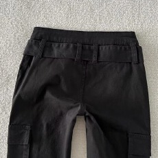 批发美式复古铆钉装饰直筒微喇叭休闲裤女早春新款修身显瘦阔腿拖地裤