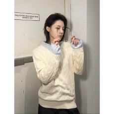 批发秋冬季假两件毛衣男女青年学生潮流<b class='q'>衬衫</b>领带领针织衫套头毛线衣