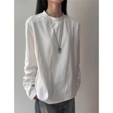 批发白色速干长袖<b class='q'>t</b><b class='q'>恤</b>男女秋季新款重磅正肩卫衣小领口内搭打底衫