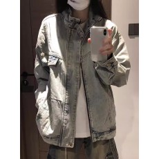 批发美式经典复古立领<b class='q'>牛仔</b>外套女春季新款慵懒风宽松休闲vibe潮牌<b class='q'>夹克</b>