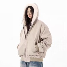 美式复古座山雕短款连帽毛领棉服男女冬季派克服棉衣外套