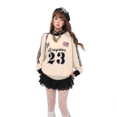 批发秋冬美式复古仿貂毛三条杠毛衣<b class='q'>男</b>女潮牌运动慵懒风针织衫外套