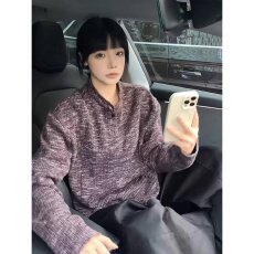 时尚简约文艺日系流行潮流新款气质针织雪花长袖T百搭ins原宿慵懒