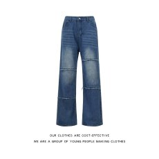 批发<b class='q'>弹力</b><b class='q'>牛仔裤</b>女春秋季2025新款松紧高腰宽松秋冬款直筒垂感阔腿长裤