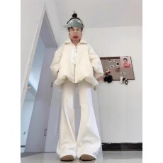 批发韩系小个子花苞羽绒棉服女中长款洋气宽松斗篷大裙摆冬季棉衣外套