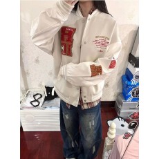 批发高质量刺绣美式棒球服<b class='q'>外套</b>男女情侣秋冬宽松百搭情侣潮夹克