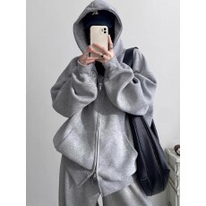 批发华棉双拉链 美式春秋开衫卫衣男女情侣连帽<b class='q'>外套</b>长袖薄款上衣