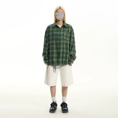 批发2024新款美式复古格子长袖衬衫女夏慵懒<b class='q'>街头</b>衬衣情侣薄外套潮