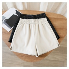 批发皮短<b class='q'>裤</b>女2025年秋冬季新款韩版百搭宽松<b class='q'>显瘦</b>PU皮阔腿A字高腰靴<b class='q'>裤</b>