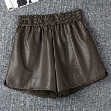 批发休闲短<b class='q'>裤</b>女春秋外穿松紧腰高腰<b class='q'>显瘦</b>a字阔腿pu皮<b class='q'>裤</b>小个子打底靴<b class='q'>裤</b>