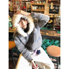 批发2025秋新款<b class='q'>男</b>女毛衣慵懒风连帽开衫外套费尔岛复古宽松毛针织衫