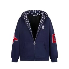 批发连帽拉链开衫卫衣外套女春秋潮牌刺绣美式情侣宽松慵懒<b class='q'>上衣</b>