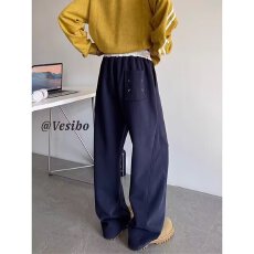 批发新款高质量字母刺绣cleanfit裤子<b class='q'>男</b>女同款秋冬季宽松直筒休闲卫裤