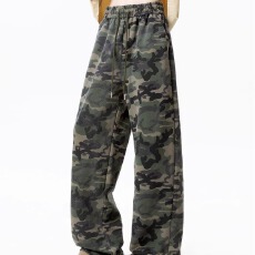 批发美式复古<b class='q'>迷彩</b>休闲运动<b class='q'>裤</b>男女款街头春秋季宽松百搭阔腿直筒卫<b class='q'>裤</b>