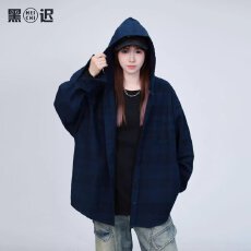 批发日系复古格子衬衫男女袖潮流休闲百搭衬衣港风<b class='q'>韩版</b>春季痞帅外套