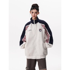 批发美式徽章印花棒球服外套<b class='q'>男</b>女秋季chic慵懒宽松插肩袖<b class='q'>开衫</b>卫衣夹克