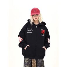 批发春秋经典痞帅毛巾绣开衫卫衣外套男女2026新款高<b class='q'>街头</b>风上衣情侣装