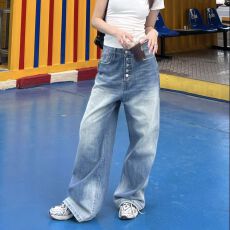 批发美式复古水洗宽松直筒牛仔<b class='q'>裤</b>女街头阔<b class='q'>腿</b>小众高级感拖地长<b class='q'>裤</b>潮