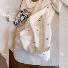 批发多巴胺<b class='q'>胖</b>mm<b class='q'>高腰</b>春夏季白色刺绣阔腿牛仔裤女宽松显瘦拖地直筒裤