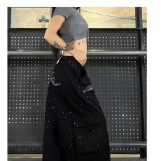 批发满天星阔腿裤女2026新款今年流行爆款休闲裤子重工烫钻设计