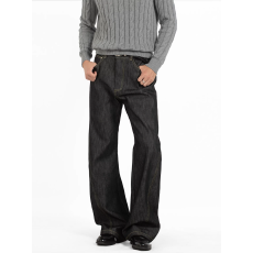 批发原牛古致13盎司百搭微喇牛仔裤男女通勤直筒神裤刺绣高街长裤