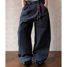 批发原版品质弯刀二浩阔腿格子休闲裤女夏<b class='q'>直筒</b>感宽松黑格纹情侣长裤