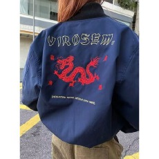 批发刺绣龙<b class='q'>棒球</b>服全刺绣原版复合面料<b class='q'>外套</b>淘惑假两件夹棉夹克上衣女