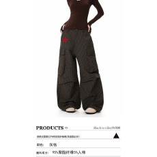 批发辣到中暑美式辣妹<b class='q'>嘻哈</b>风字母印花大口袋工装速干<b class='q'>裤</b>宽松阔腿休闲<b class='q'>裤</b>