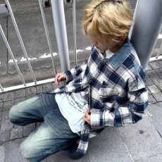 批发原版纯棉格子布衬衫黑衣长袖春<b class='q'>秋</b>宽松翻领衬衣女男潮流休闲外套