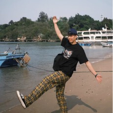 批发美式黄色格子阔腿长裤<b class='q'>男</b>女2026新款四季日常休闲宽松百搭情侣装