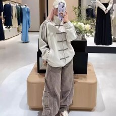 批发麂皮绒中式夹克国潮淘依坊盘扣情侣春秋季宽松唐装<b class='q'>外套</b>上衣男女