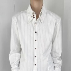 批发白色竖条纹衬衫上衣长袖女春季2026新款通勤宽松<b class='q'>百搭</b>内搭休闲衬衣