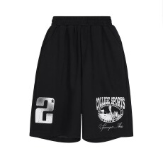 批发美式国潮做旧字母印花阔腿<b class='q'>七分裤</b>男<b class='q'>女</b>宽松休闲运动风松紧腰七分潮