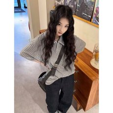 批发冰感棉麻花简皓短袖<b class='q'>女</b>春夏polo翻领针织上衣中半袖<b class='q'>毛衣</b>打底衫潮