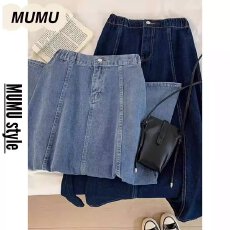 批发蓝色牛仔<b class='q'>半身裙</b>女2026春夏新款高腰宽松显瘦大摆伞裙中<b class='q'>长款</b>a字裙