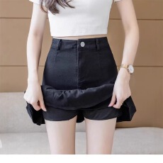 批发不规则南大街荷叶边短裙女新款<b class='q'>包</b>臂显瘦a字<b class='q'>裙子</b>杏色半身裙女韩版