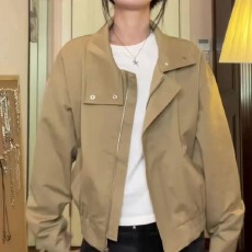 批发美式汉马复古拼接香风工装<b class='q'>短</b>款棒球<b class='q'>外套女</b>春秋宽松上衣夹克情侣