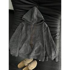 批发银丝斜纹美式复古条纹常青树连帽卫衣男<b class='q'>女</b>春秋情侣套头帽衫外套