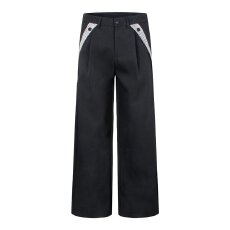 批发250克半松紧西裤廓形街头弯刀西裤阔腿裤<b class='q'>男</b><b class='q'>女</b>休闲西裤抗皱<b class='q'>长裤</b>