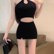 批发辣妹南大街性感高腰包臀半身裙女夏职业显瘦紧身小个子开叉一步裙