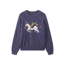 批发情侣马年新款毛衣宽松壹方针织衫男女春<b class='q'>秋冬</b>季新年喜庆圆领毛衣