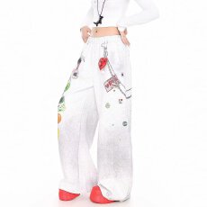 批发新中式 V元素2026春季提花国风阔腿绣花裤男<b class='q'>女</b>民族刺绣休闲<b class='q'>长裤</b>