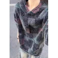 批发高质量连帽卫衣七彩色面潮乐汇格子情侣春<b class='q'>秋冬</b>内搭针织外套男女